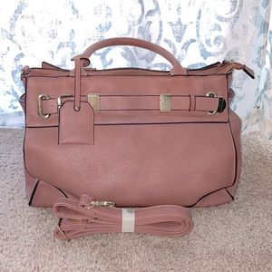 JustFab shoulder bag. Pink Mauve with Gold Embellishments.